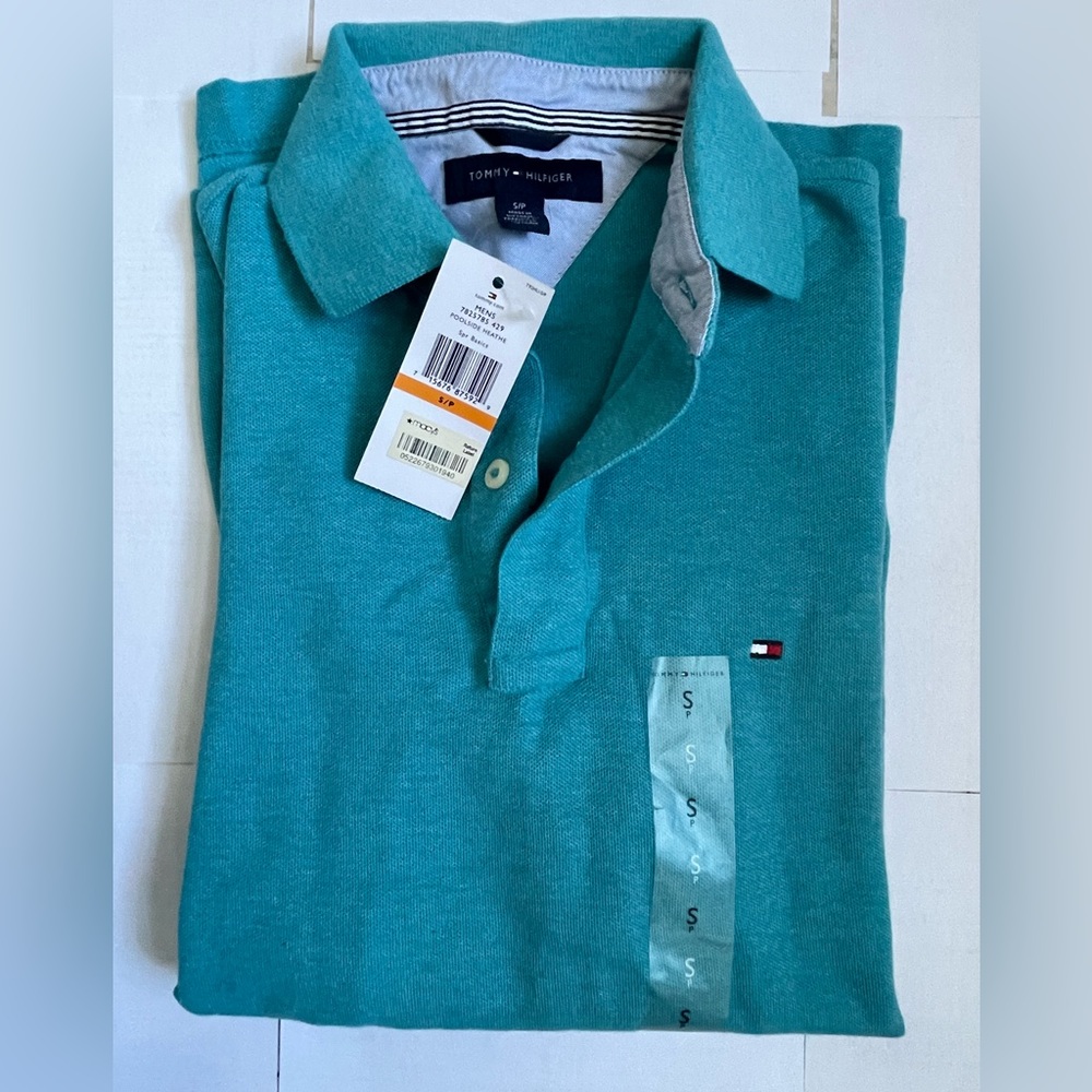 Brand New Men’s Tommy Hilfiger Turquoise Polo Short Sleeve Size Small